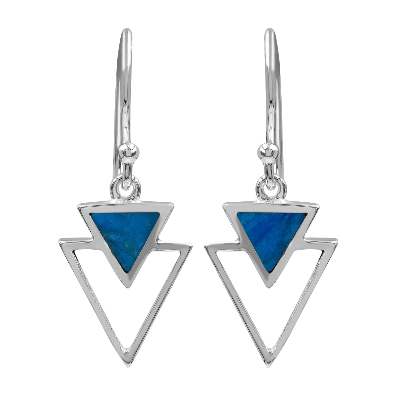 Peruvian Blue Opal Triangle Stacked Pendant &amp; Earring Set