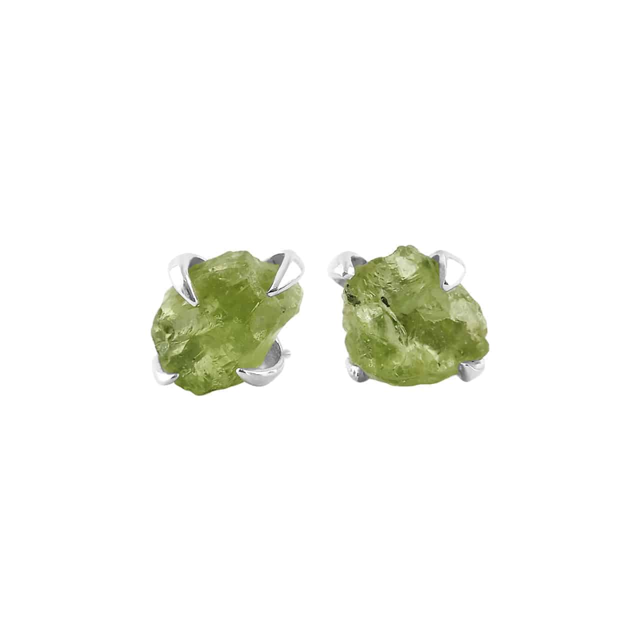 Genuine Rough Peridot Post Style Earrings