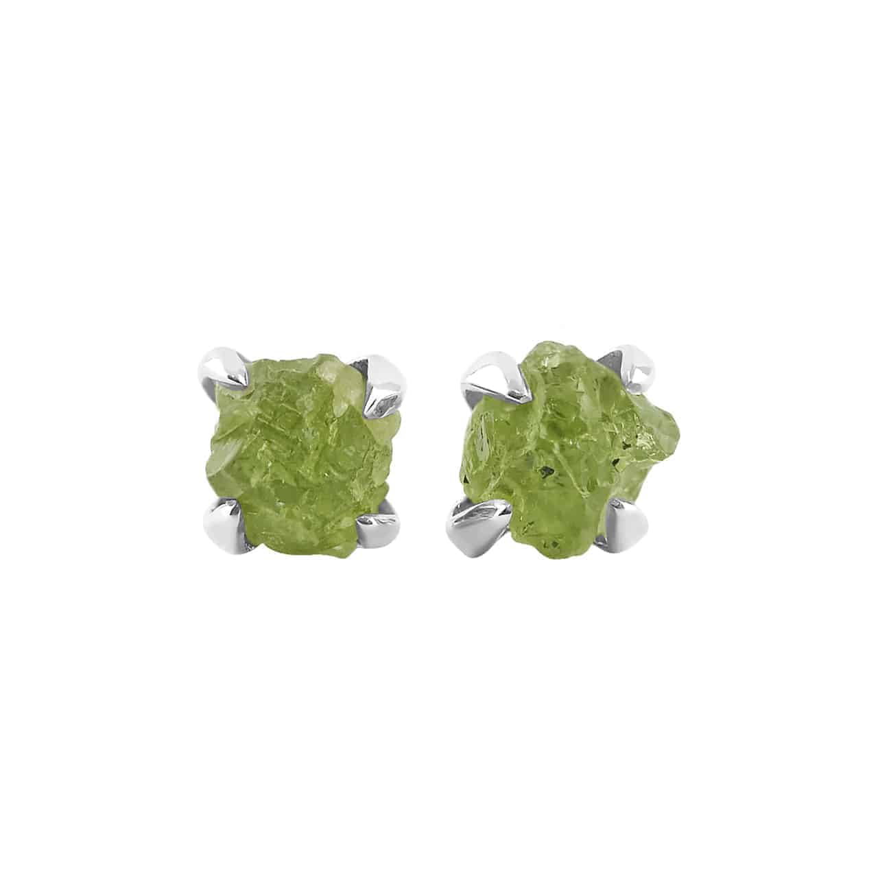 Genuine Rough Peridot Post Style Earrings