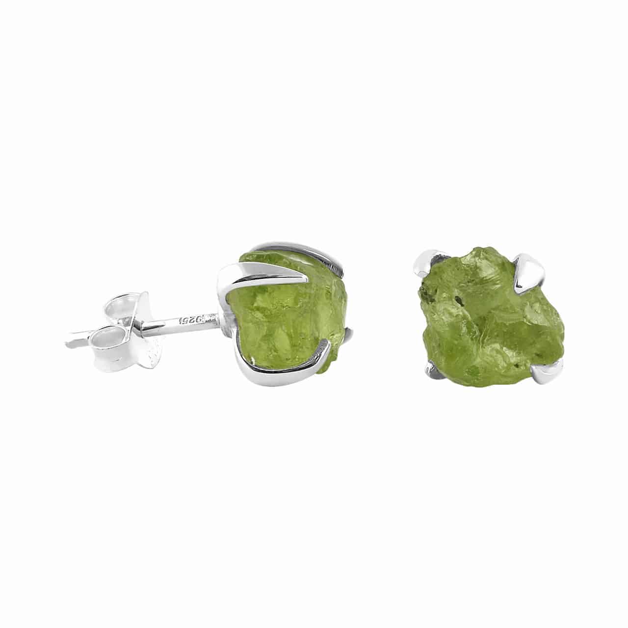 Genuine Rough Peridot Post Style Earrings