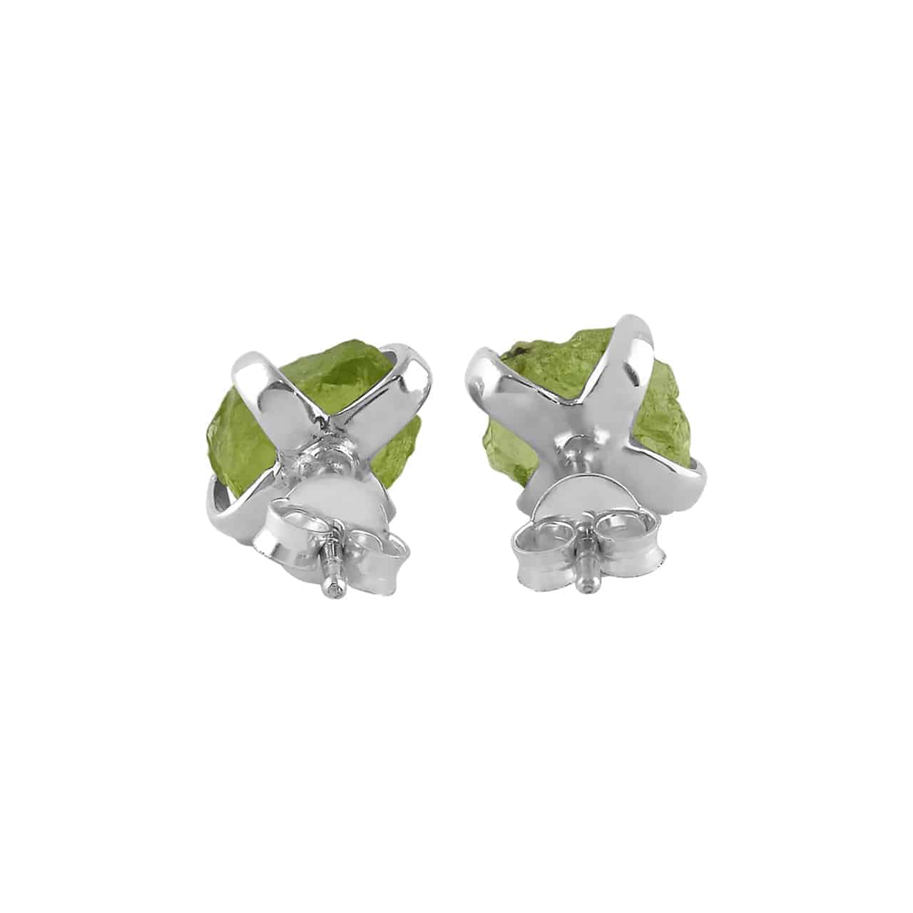 Genuine Rough Peridot Post Style Earrings