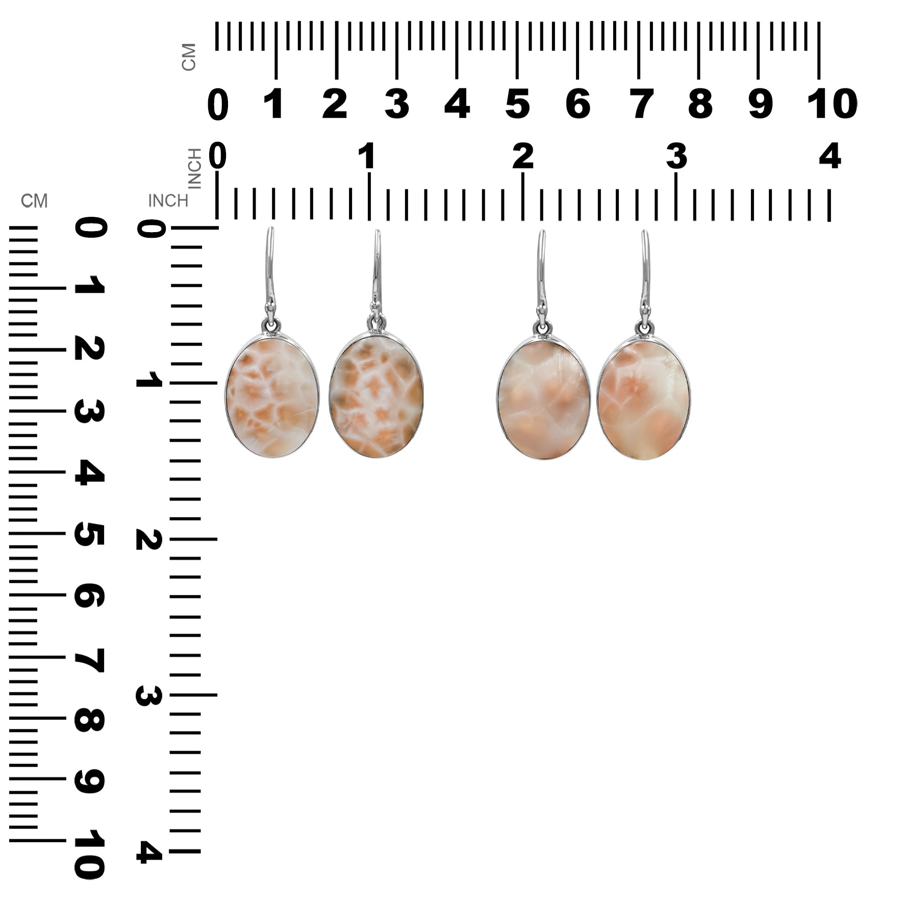 Pink Natrolite Oval Shaped Dangle Earrings in Sterling Silver