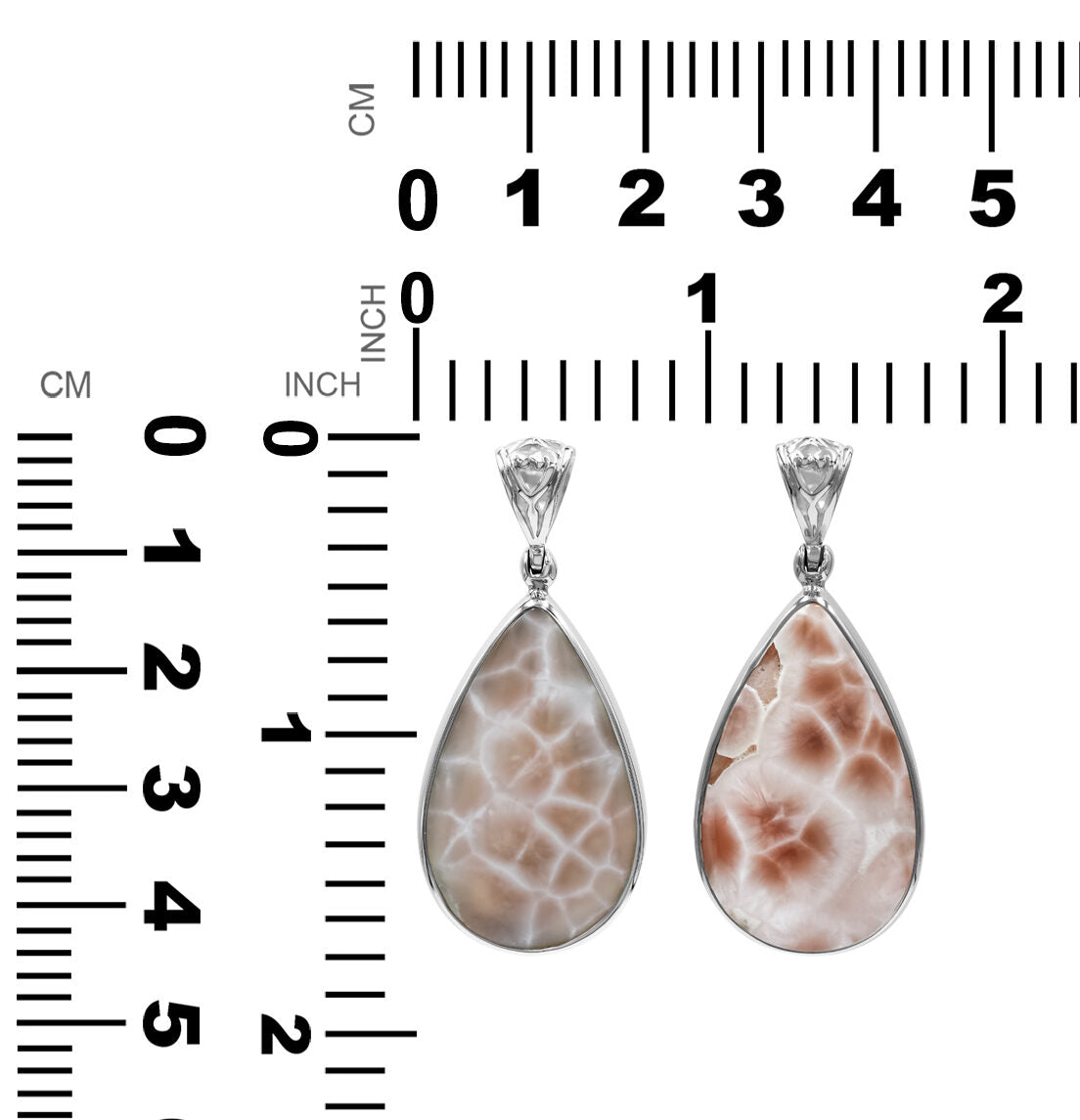 Pink Natrolite Pear Shaped Pendant in Sterling Silver