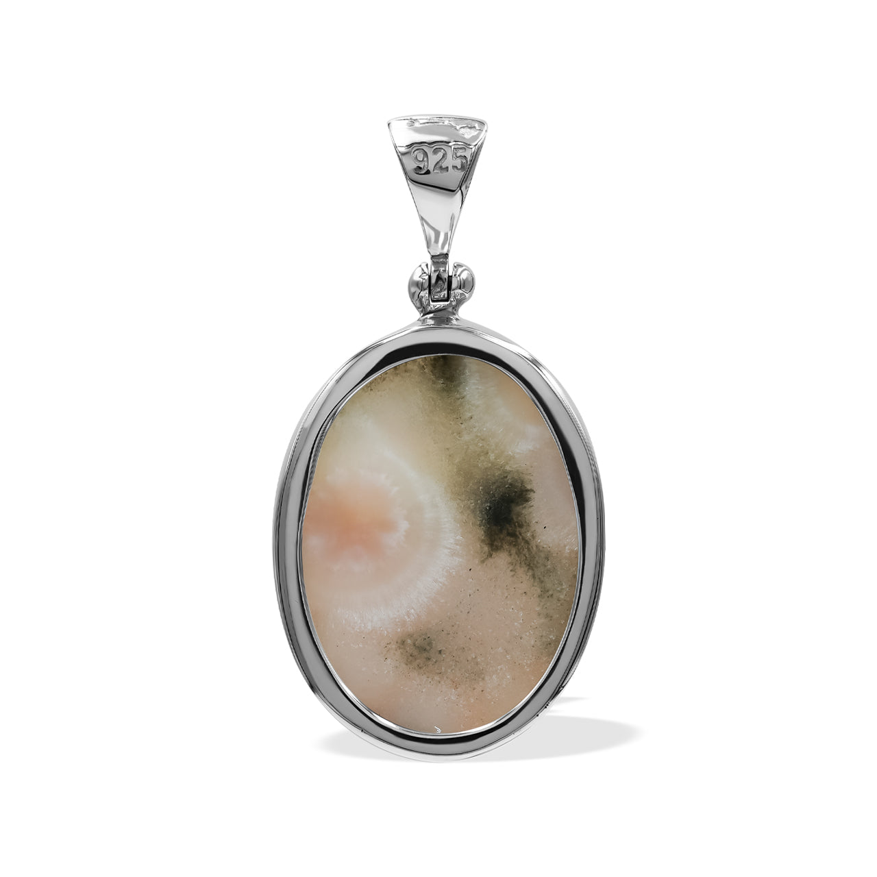 Pink Natrolite Oval Pendant in Sterling Silver