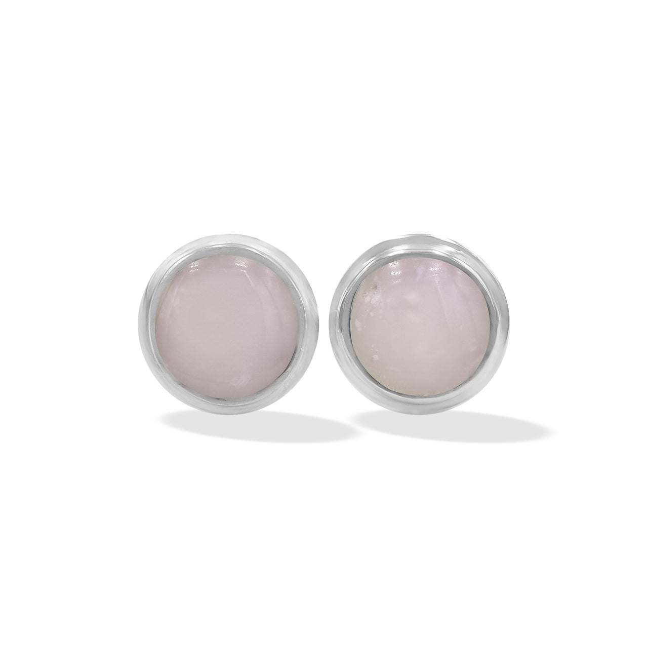 Pink Opal Post Style Earrings Round 8mm