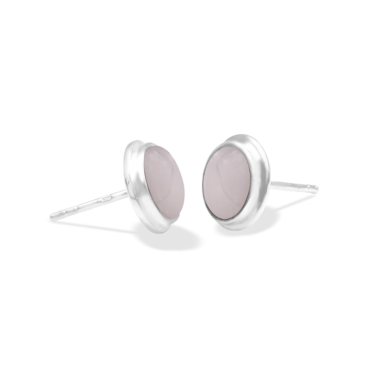 Pink Opal Post Style Earrings Round 8mm