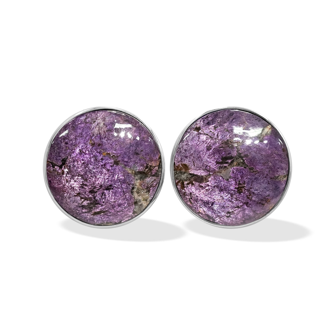 Purpurite Post Style Earrings Round 20 mm