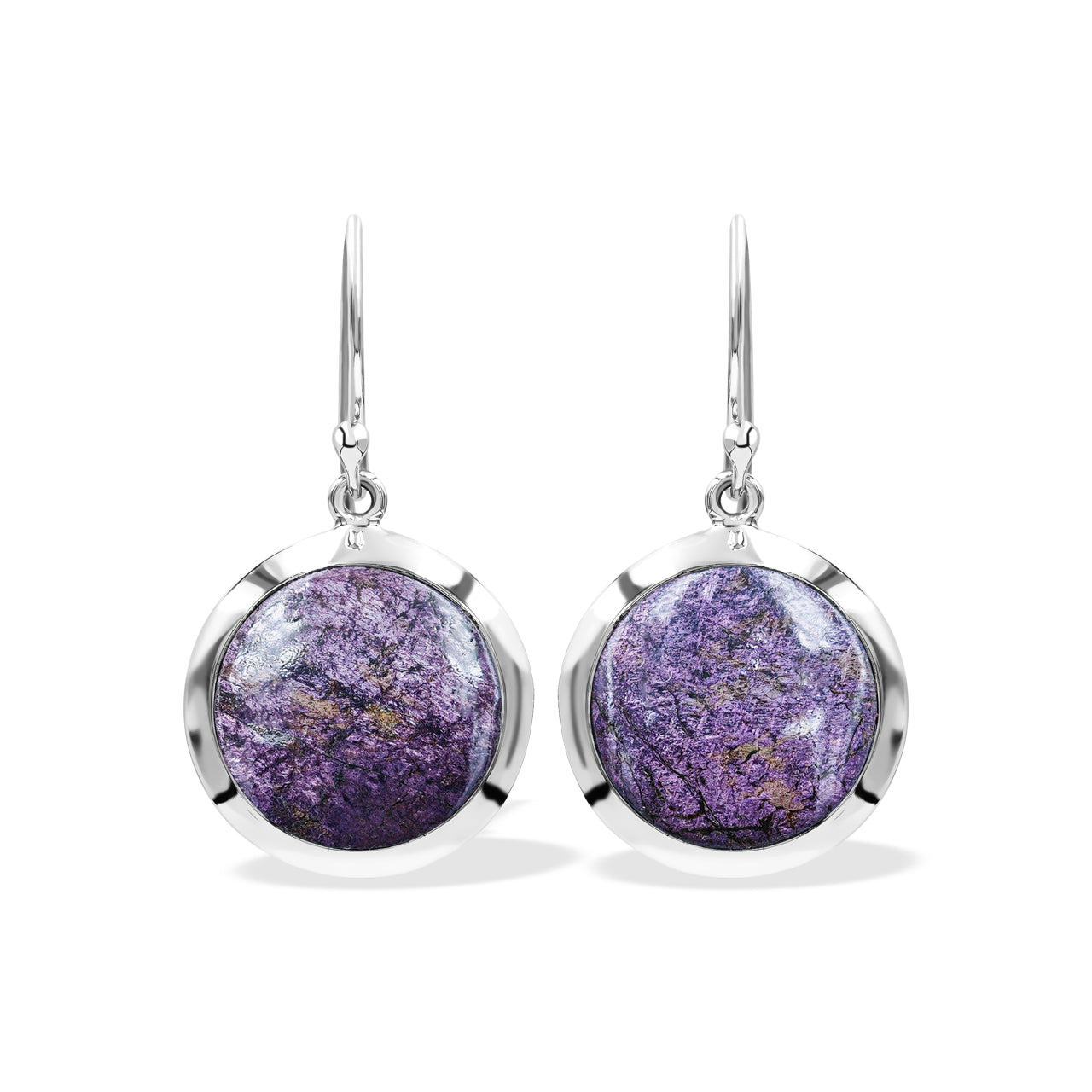 Round 15mm Purpurite Medallion Style Earring