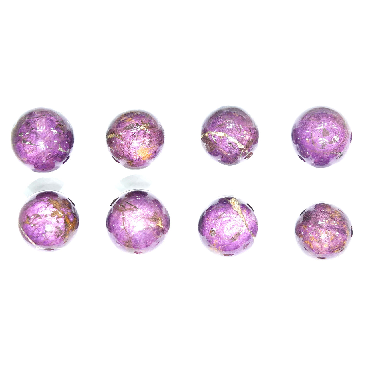 8 polished pieces of purpurite sphere