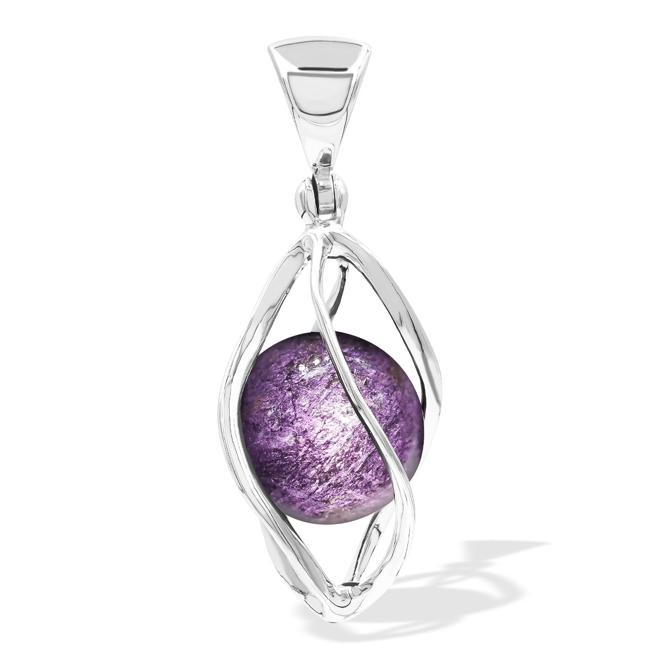 12mm Purpurite sphere spiral cage pendant