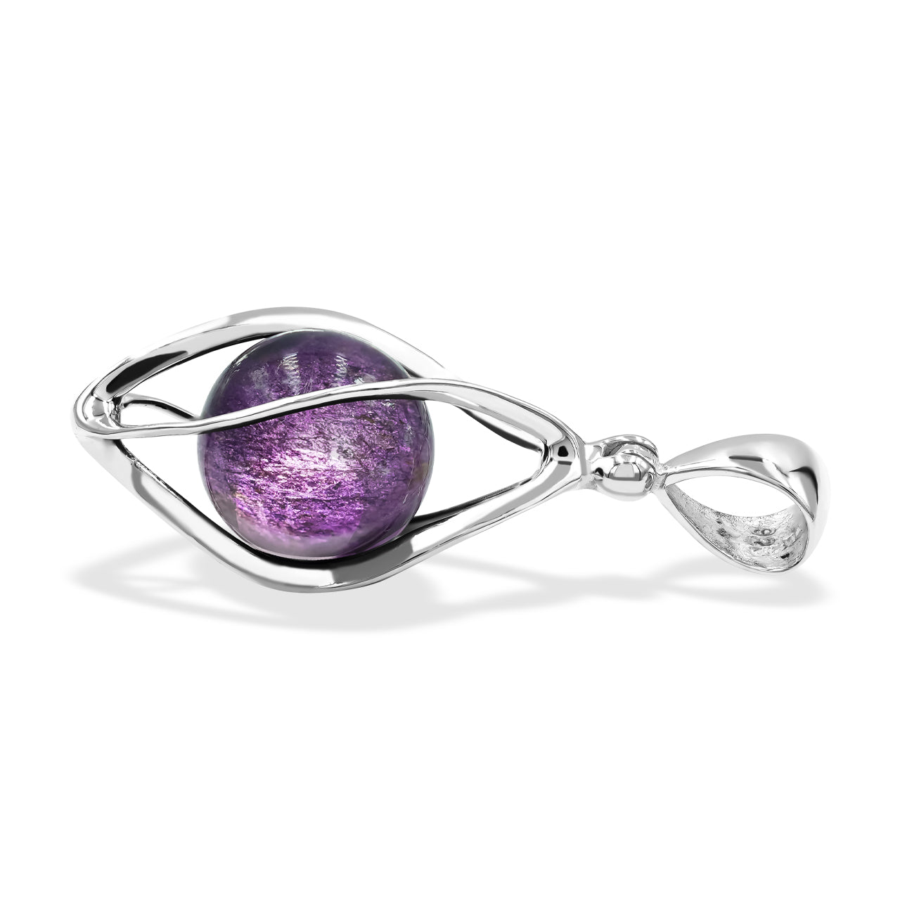 12mm Purpurite sphere spiral cage pendant