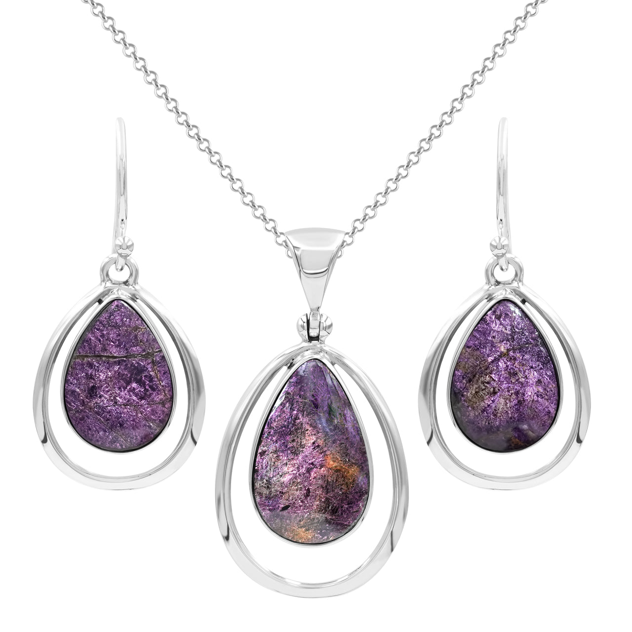 Sets Purpurite Earrings and Pendant