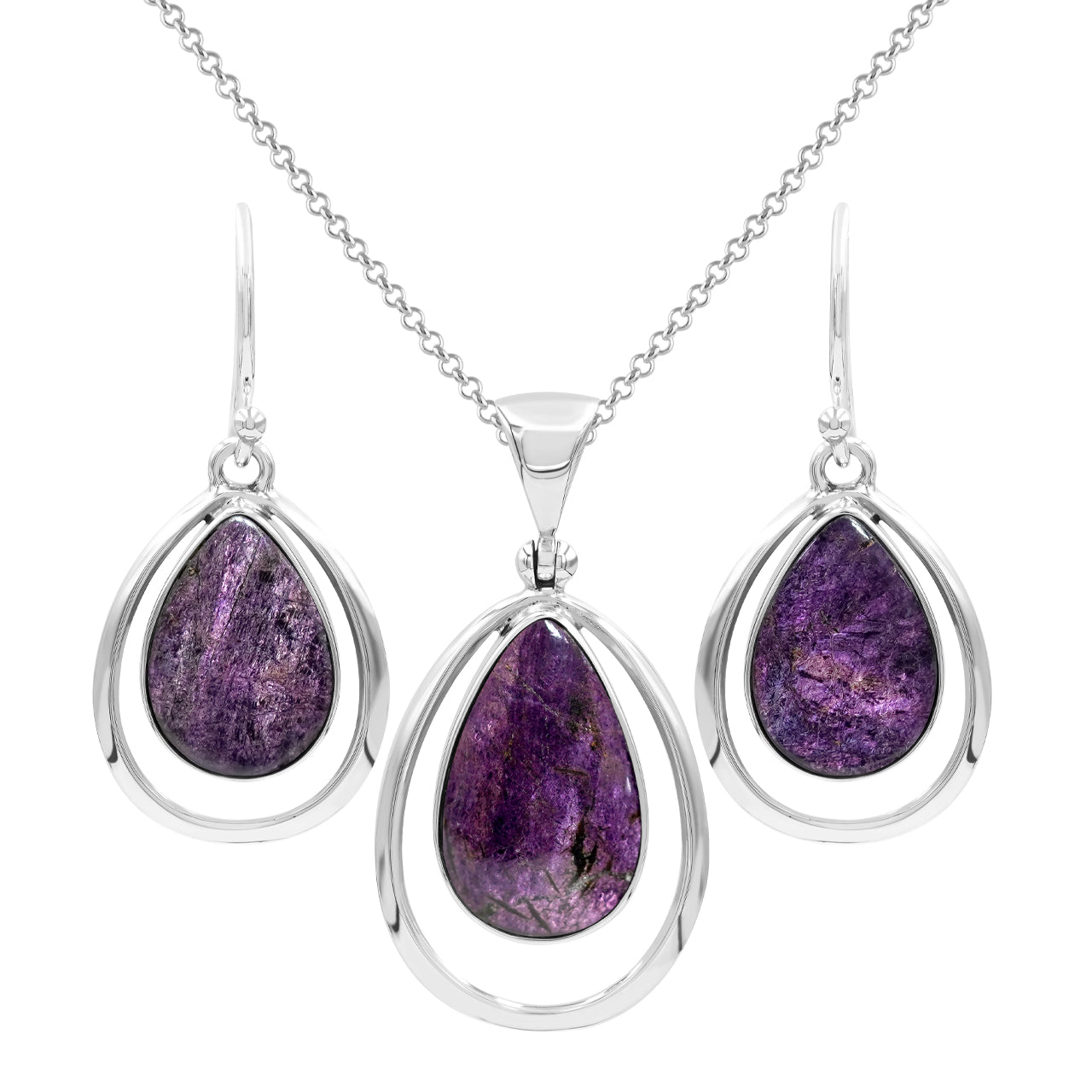 Sets Purpurite Earrings and Pendant