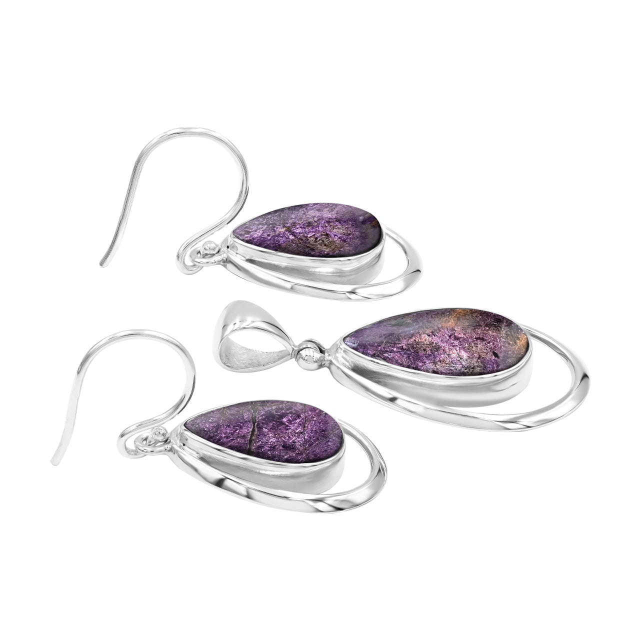 Sets Purpurite Earrings and Pendant