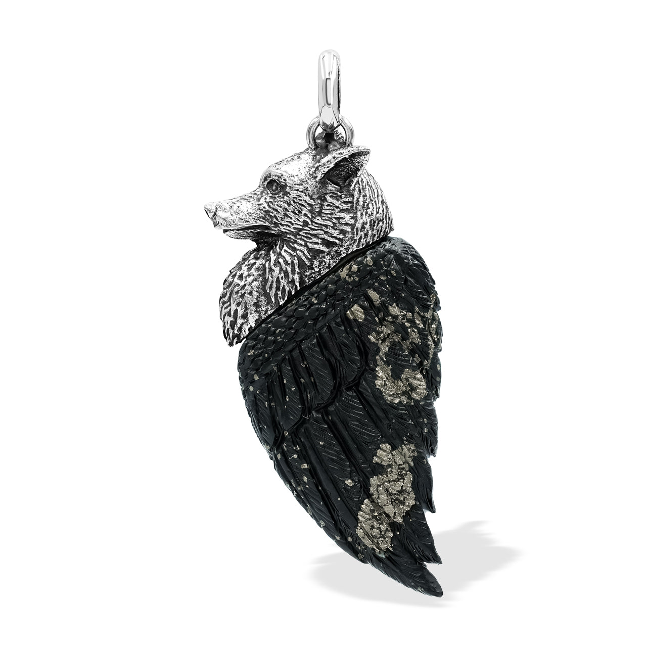 Schiefer Pyrite Wolf Carving Style Pendant