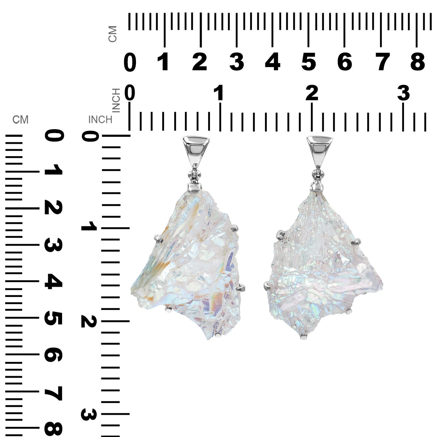 Angel Aura Quartz Crystal Prongset Pendant in Sterling Silver