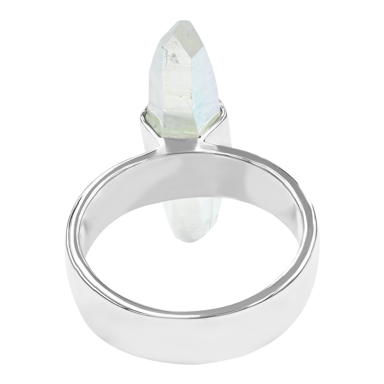 25-27 mm Angel Aura Quartz Crystal with silver band ring