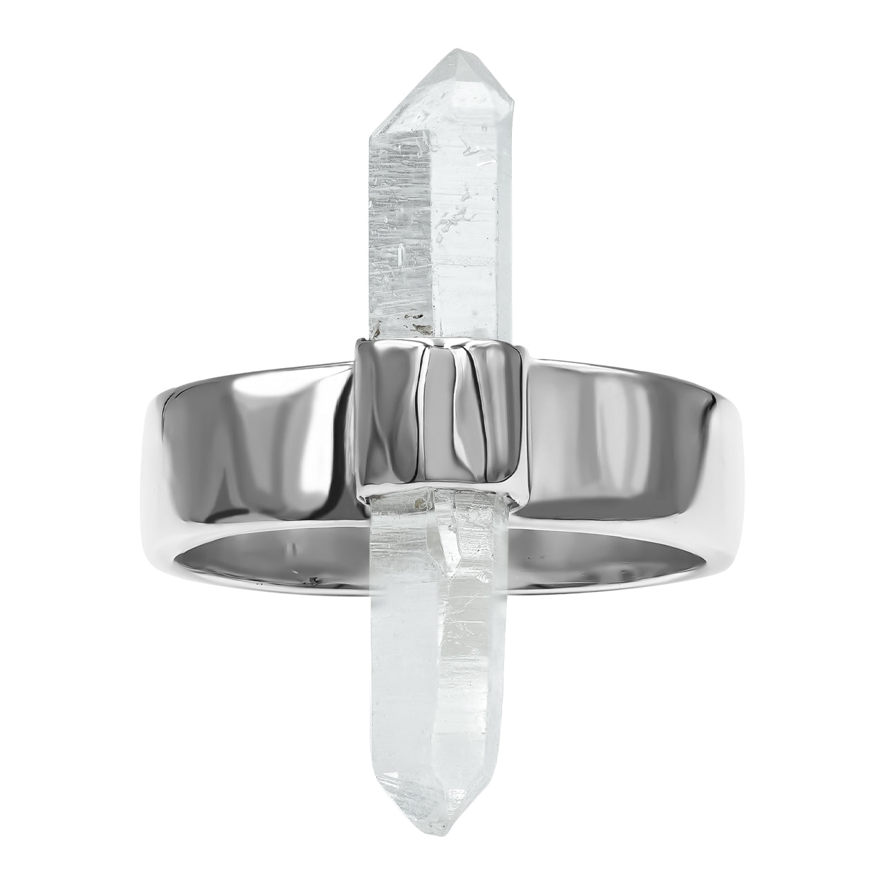 Quartz Crystal Ring with Silver Band