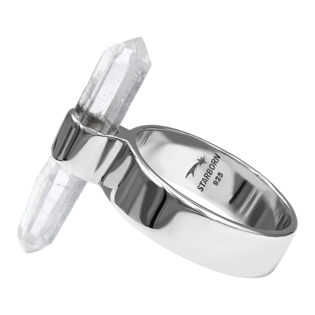 Quartz Crystal Ring with Silver Band