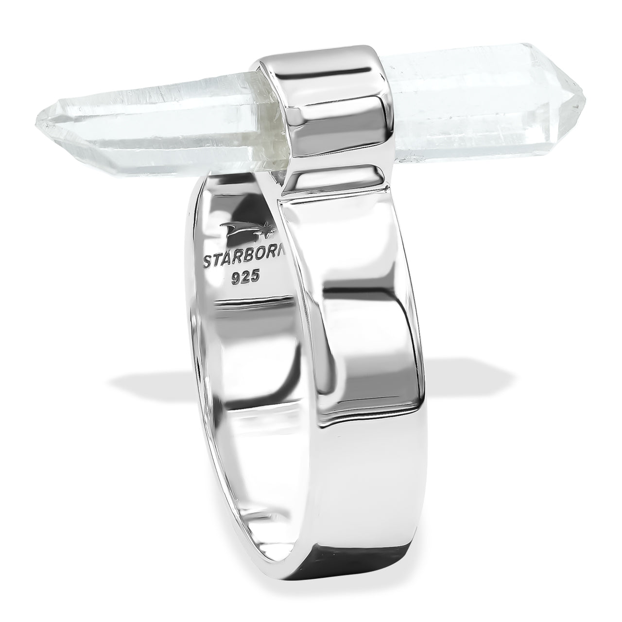 Quartz Crystal Ring with Silver Band