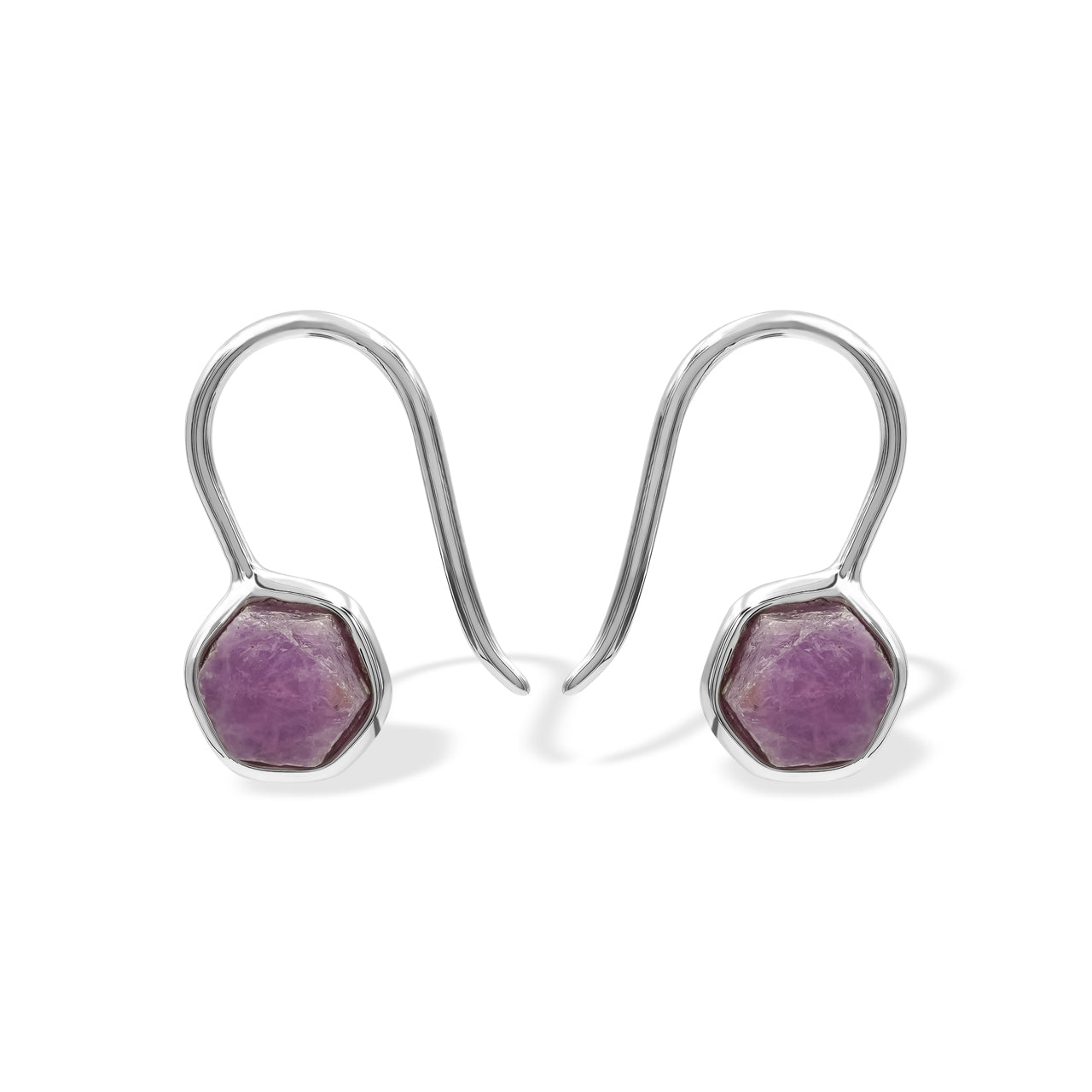 Ruby Crystal  with Silver Band Earrings