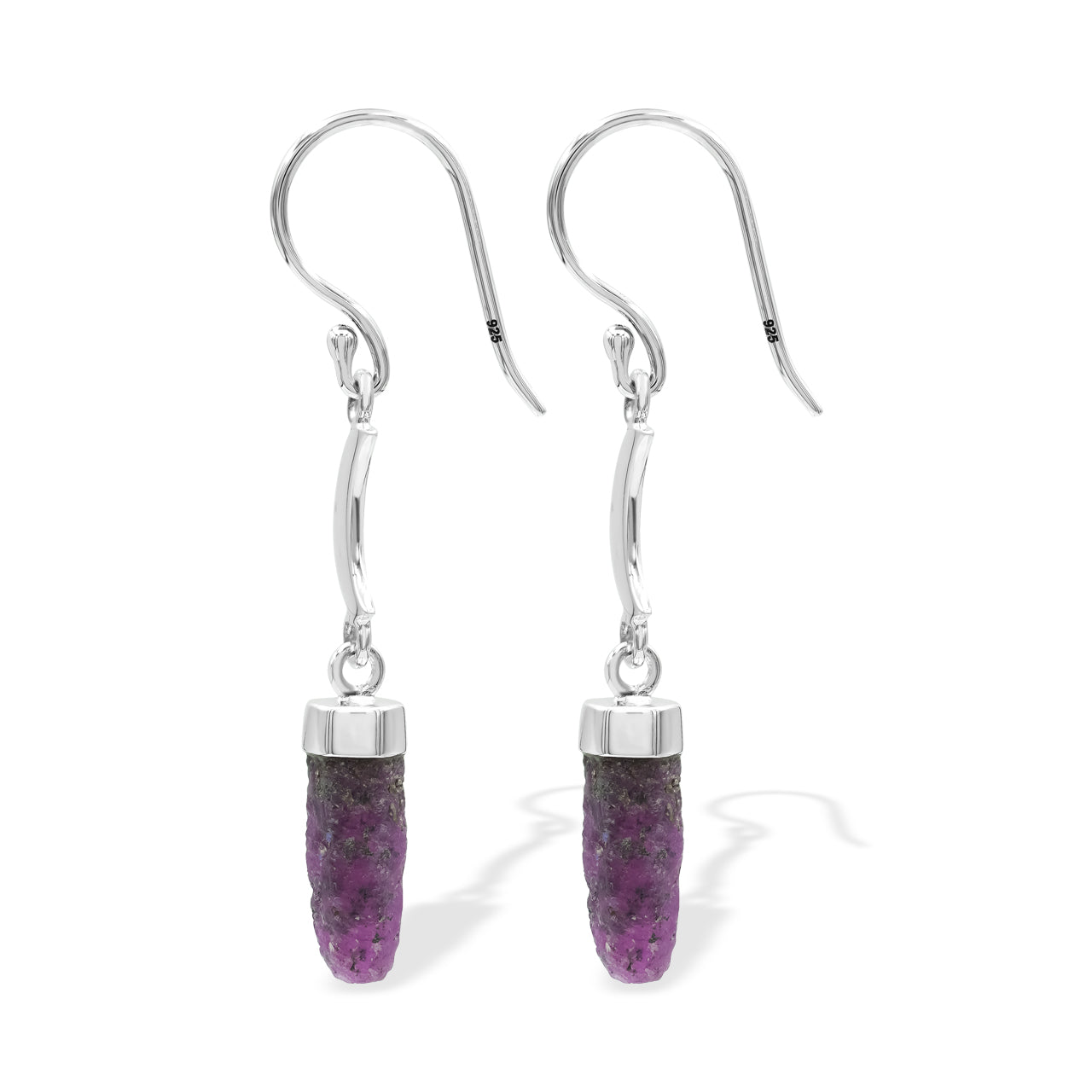 Ruby Crystal and Crescent Moon Dangle Earrings