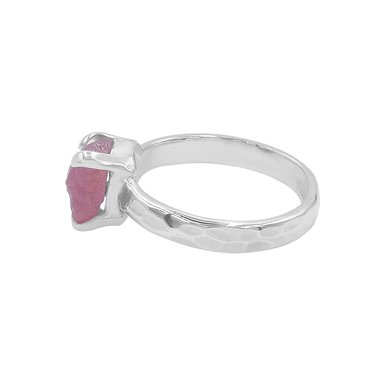 Ruby rough prong set ring