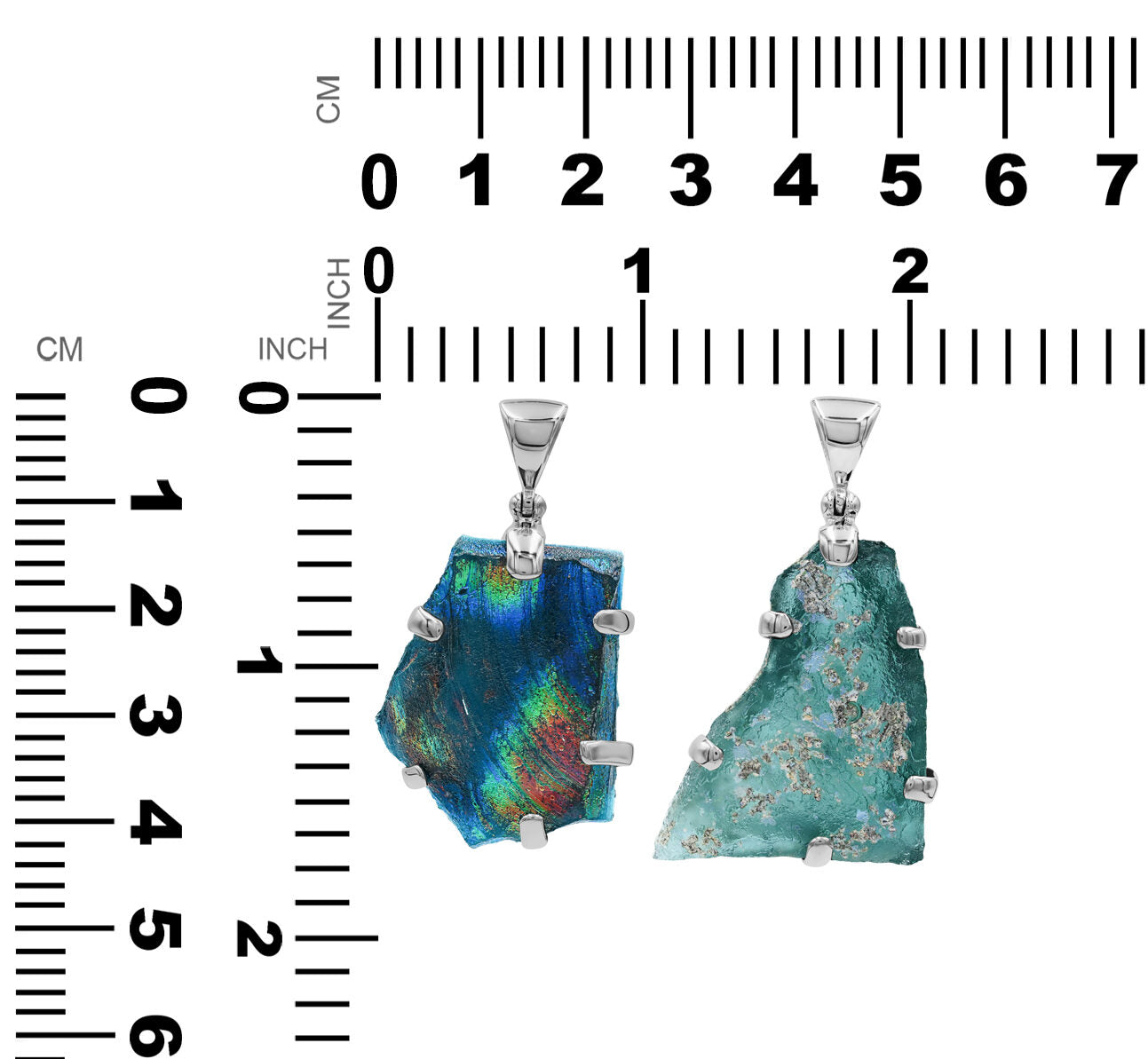 Roman Glass Prong Set Pendant in Sterling Silver