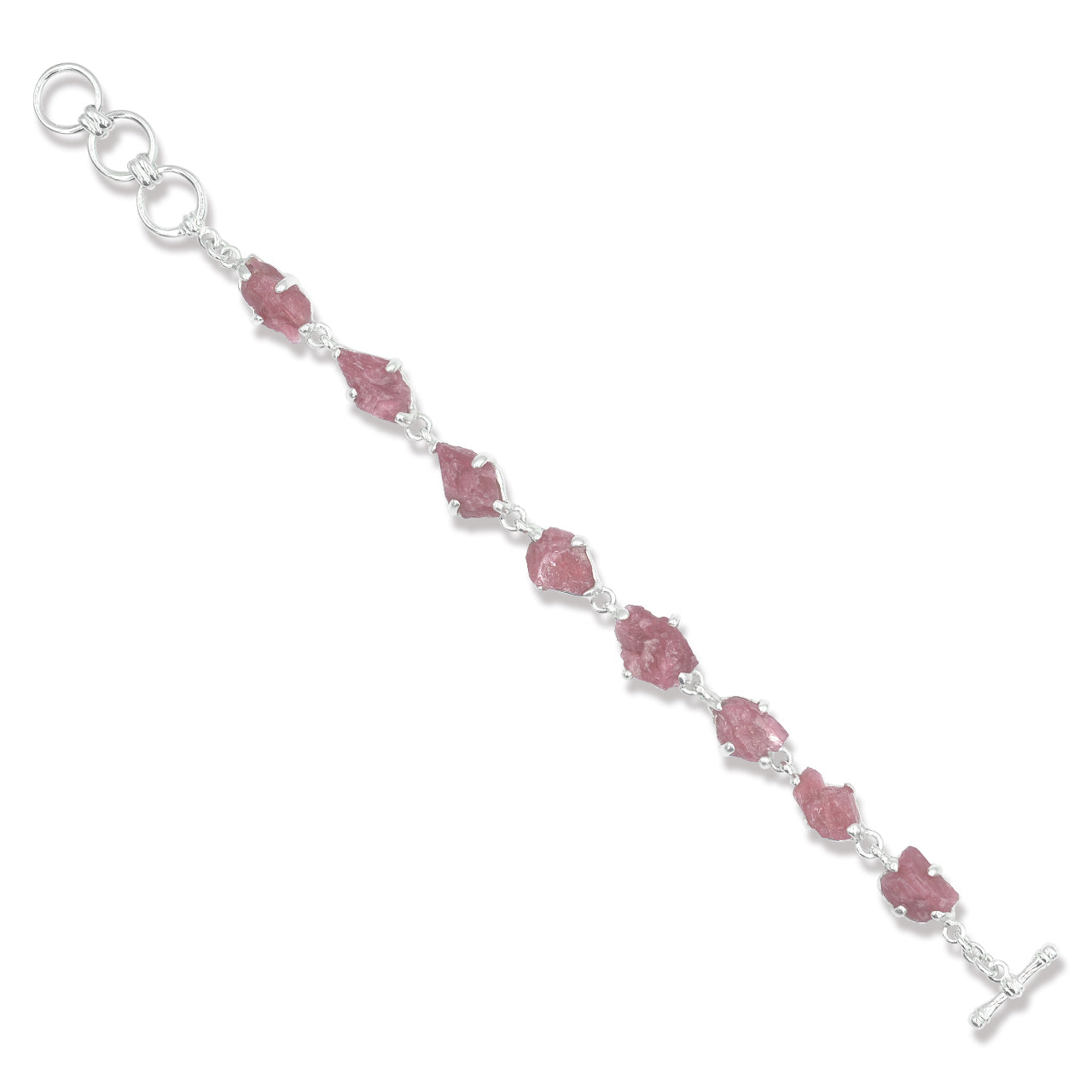 8 pcs Rough Rhodonite Prong Set Bracelet