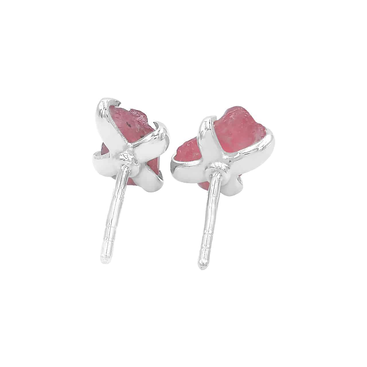 Genuine Rough Rhodonite Post Earrings