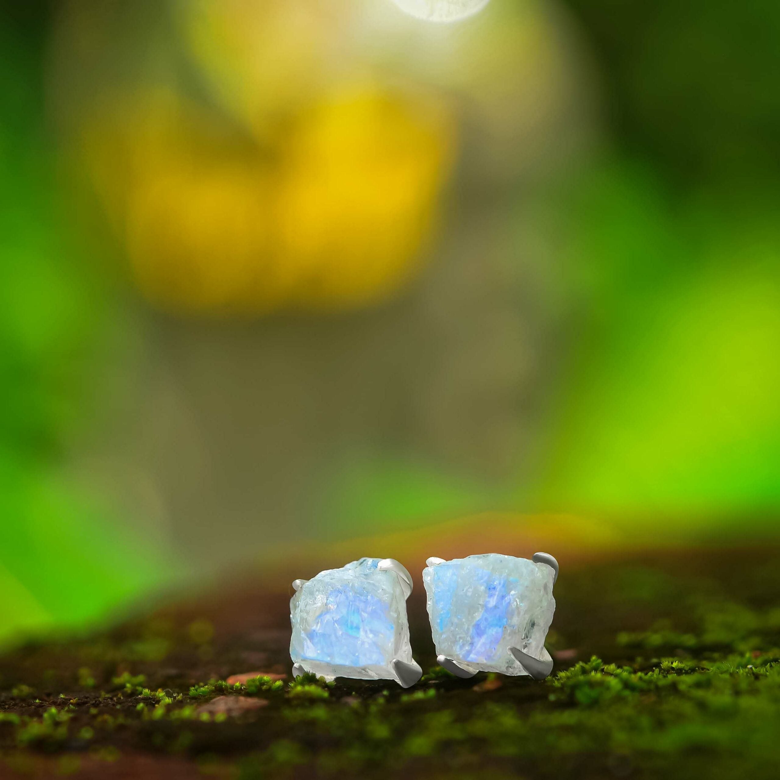 Rainbow Moonstone Post Earring