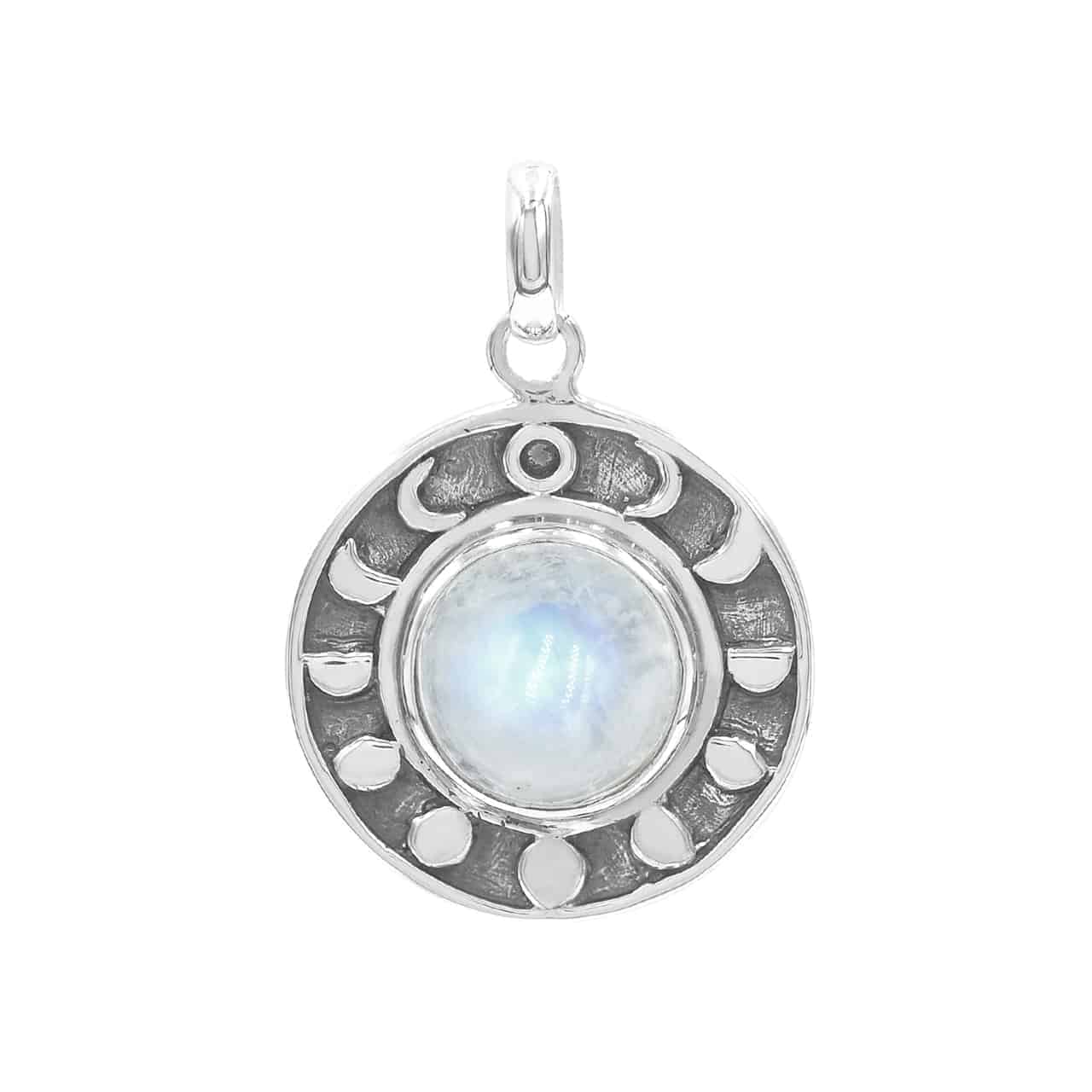 Rainbow Moonstone Moon Phases Pendant