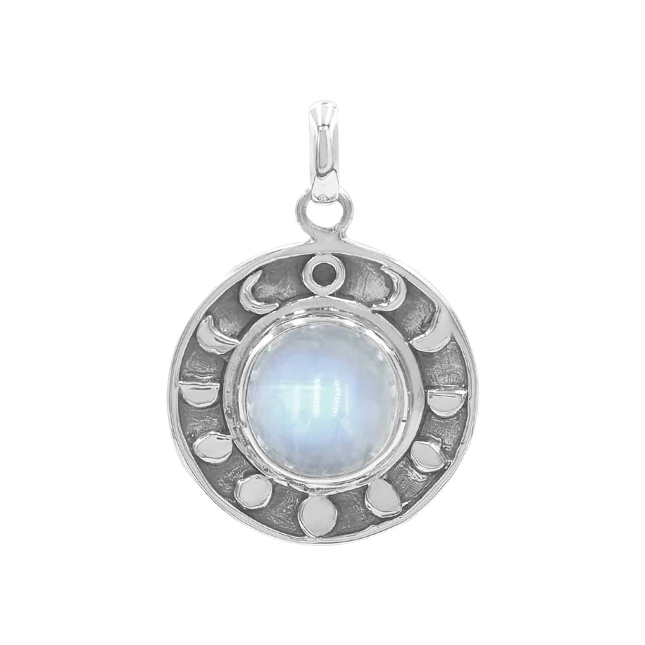 Rainbow Moonstone Moon Phases Pendant