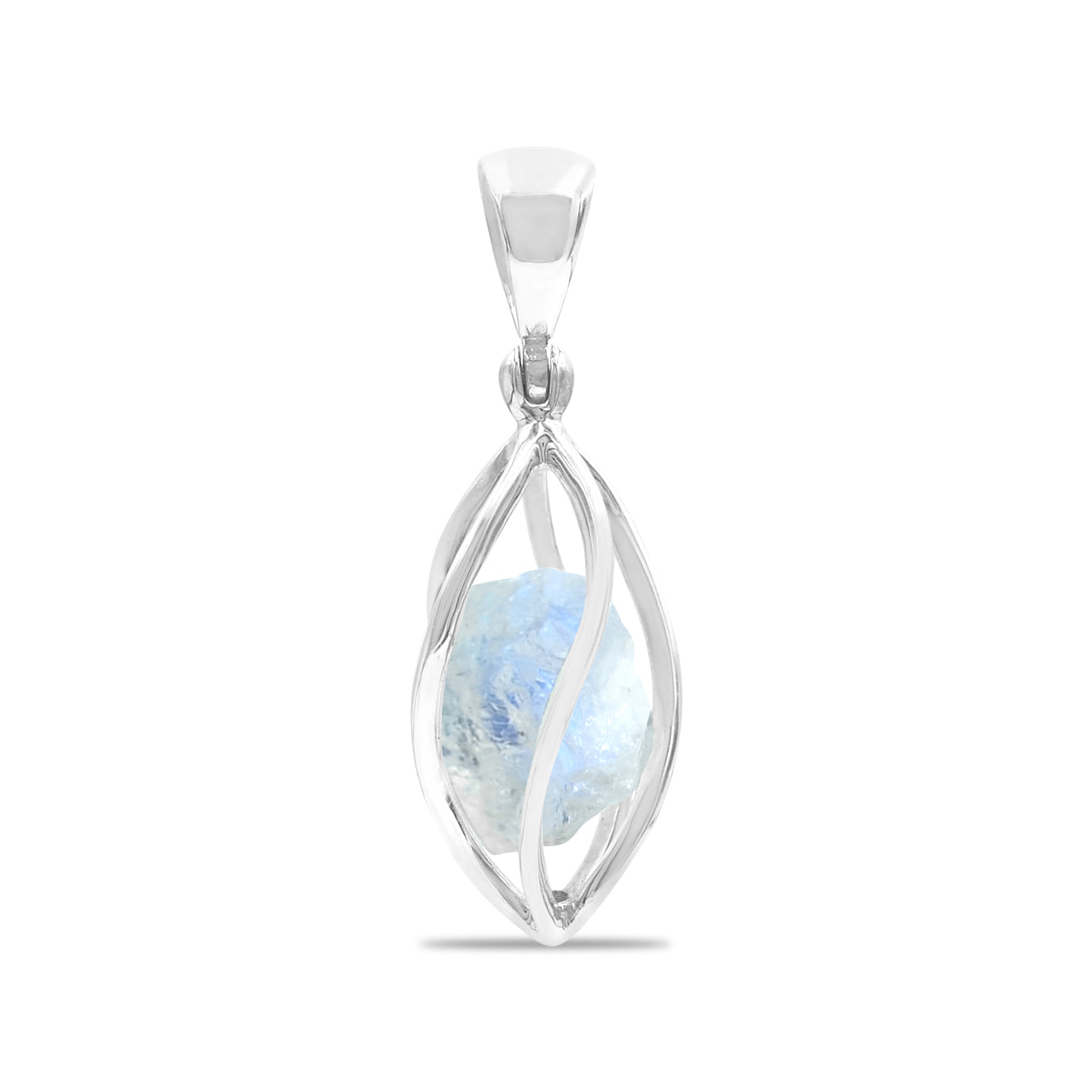 Rainbow Moonstone Spiral Caged Pendant