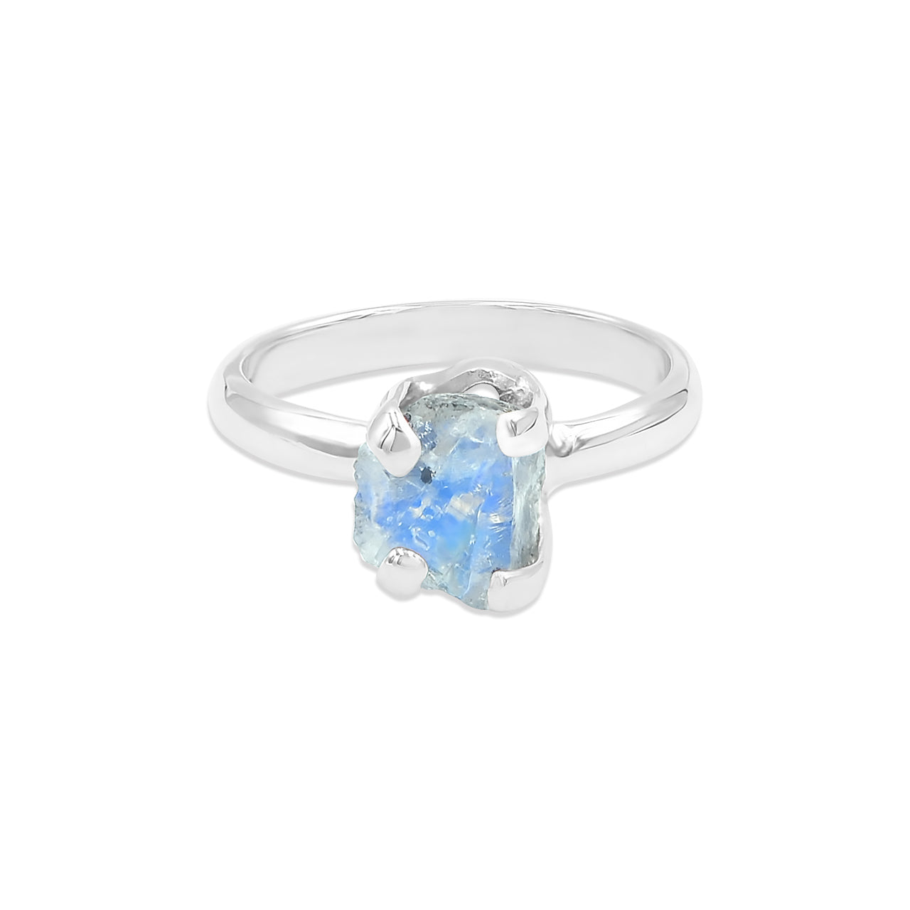 Rainbow Moonstone Prong Set Ring