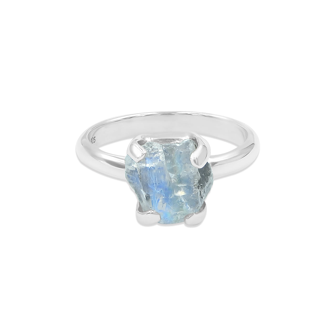 Rainbow Moonstone Prong Set Ring