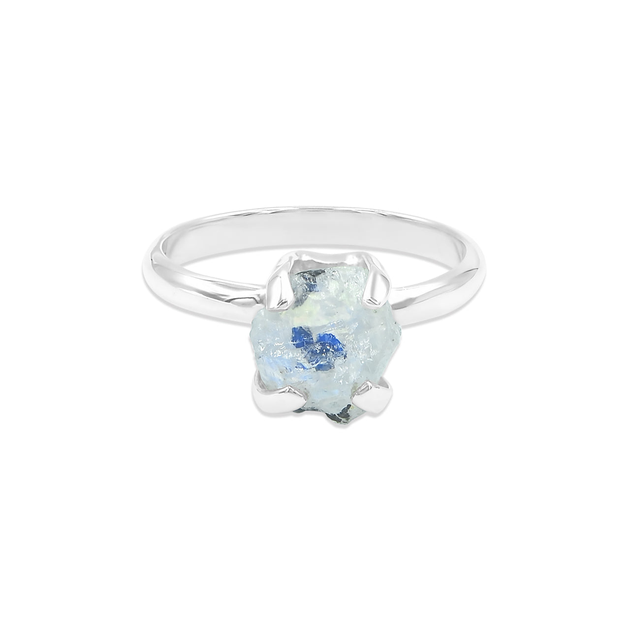 Rainbow Moonstone Prong Set Ring