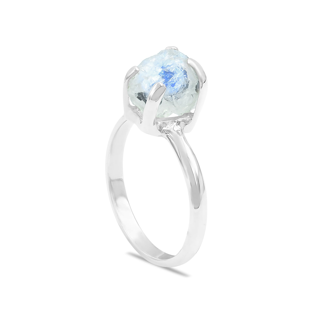 Rainbow Moonstone Prong Set Ring