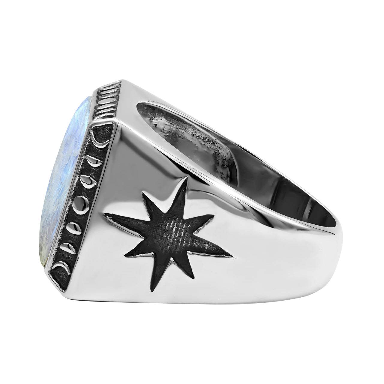 Rainbow Moonstone Square Men's Ring