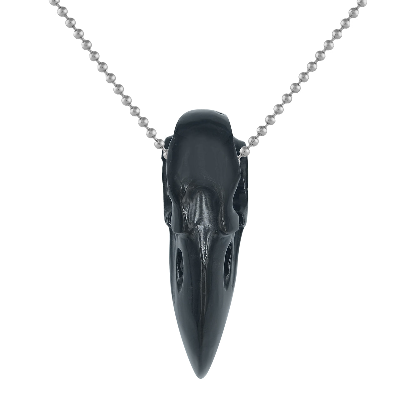 Rainbow Obsidian Raven Skull Pendant Necklace