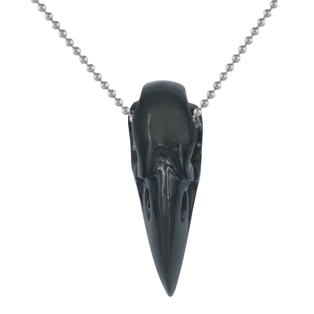 Rainbow Obsidian Raven Skull Pendant Necklace