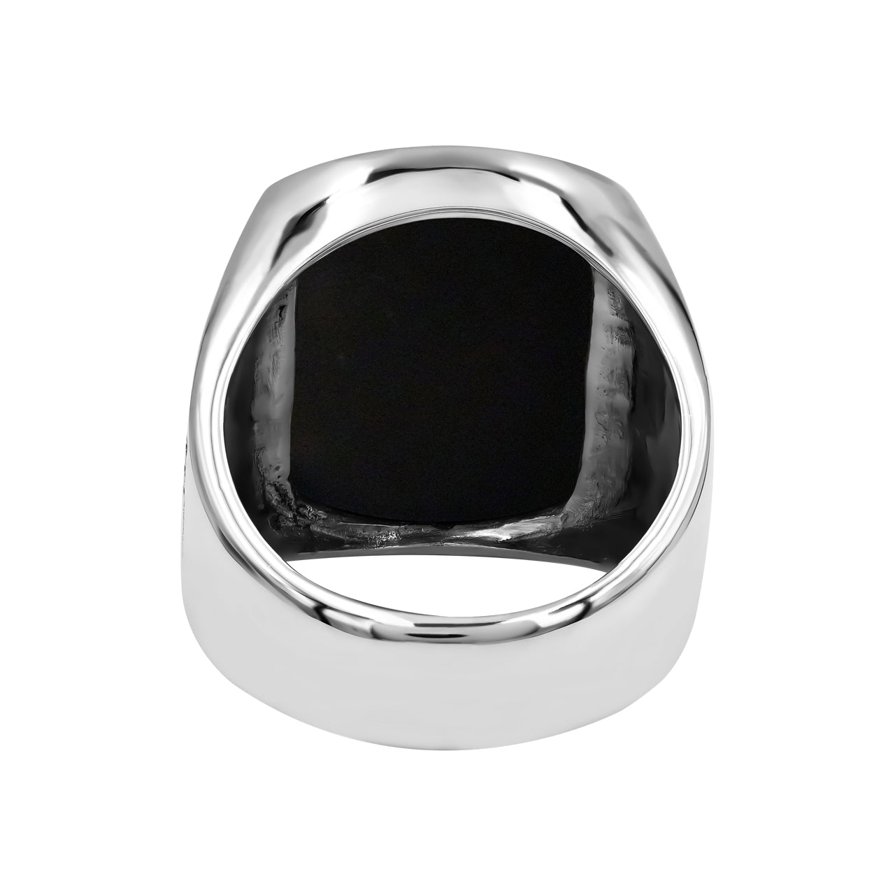 Rainbow Obsidian15x20mm Cushion Shape Ring with geometric pattern on the shank