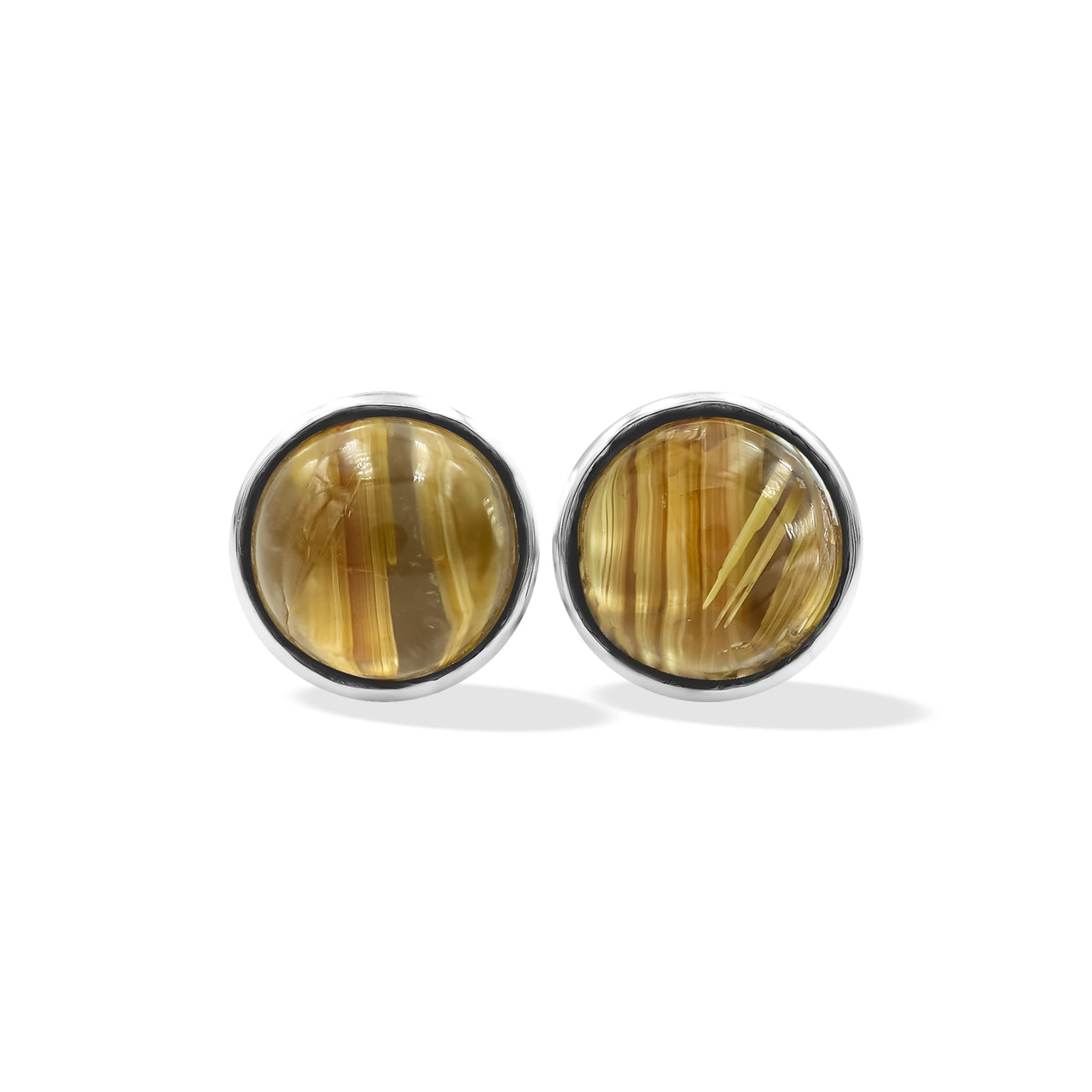 Rutilated Quartz Post Style Earrings Round 5mm