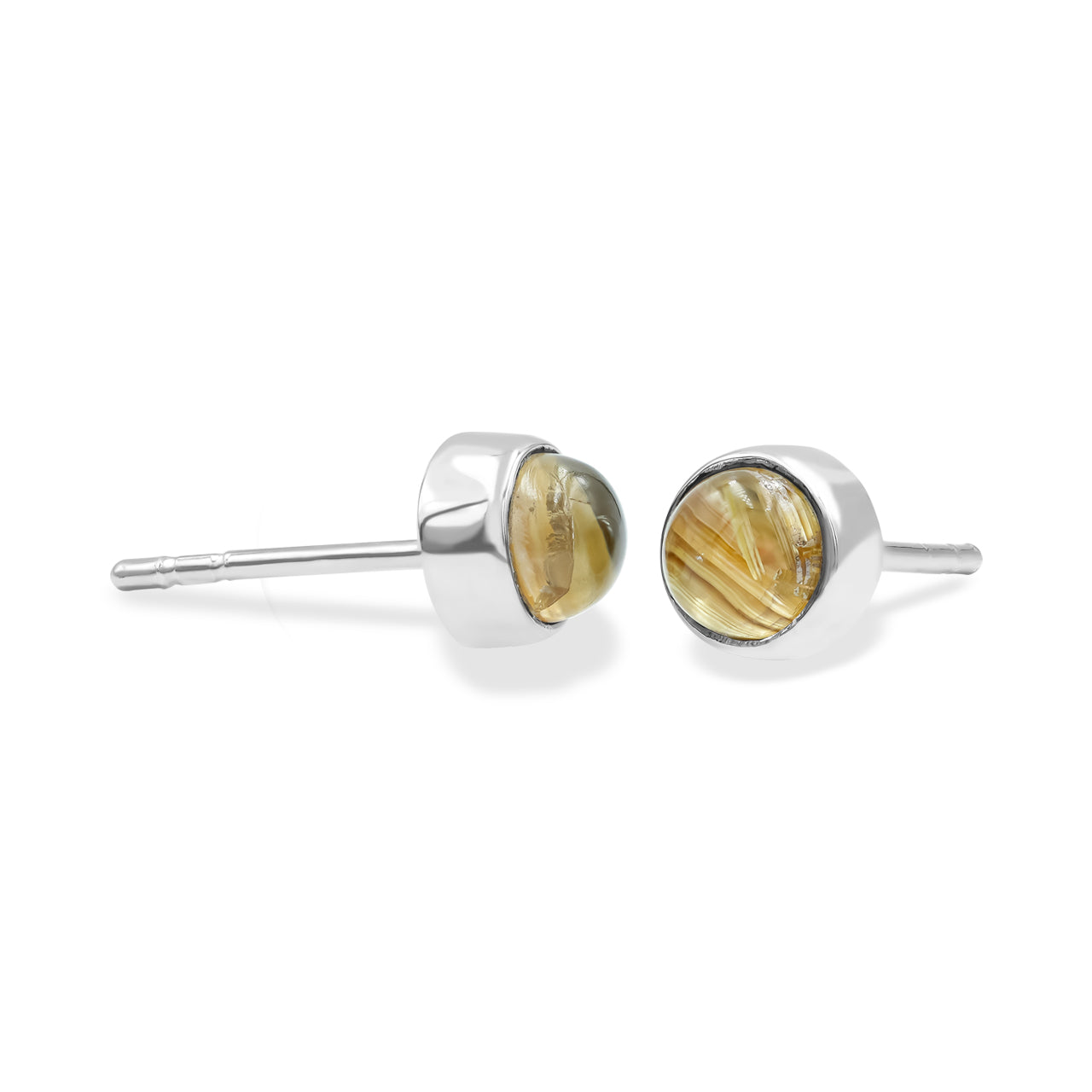 Rutilated Quartz Post Style Earrings Round 5mm