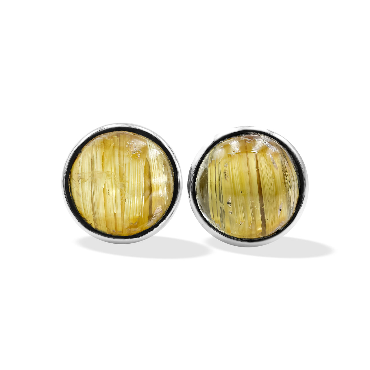 Rutilated Quartz Post Style Earrings Round 7mm