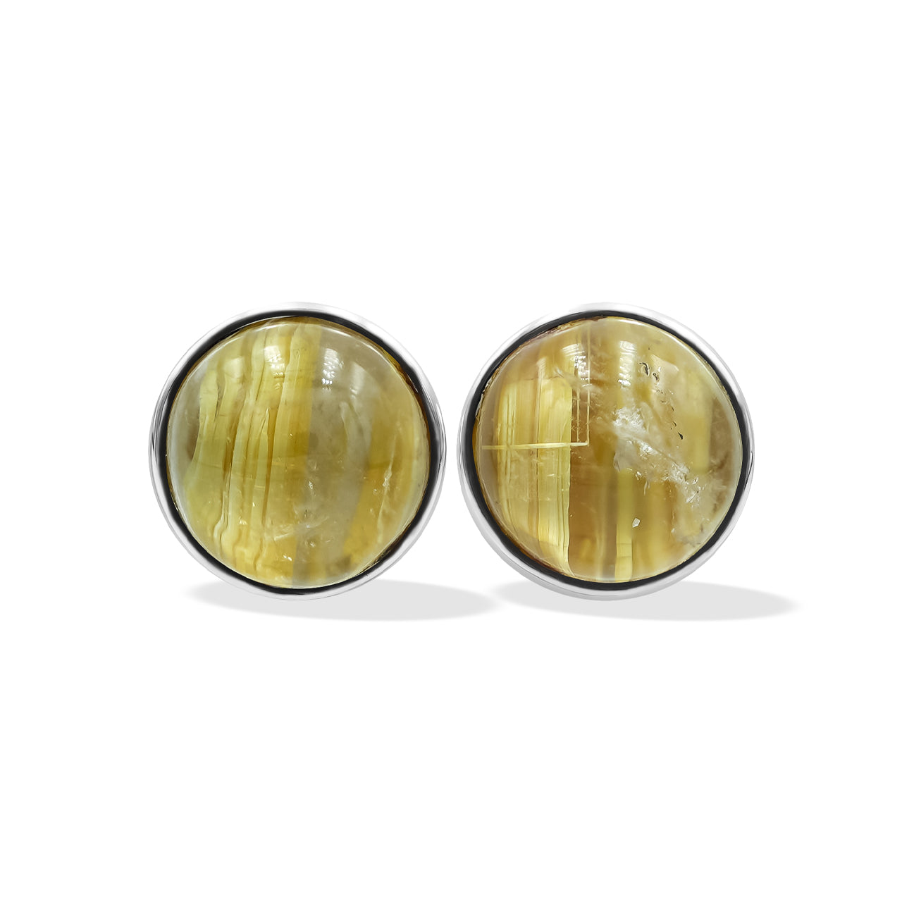 Rutilated Quartz Post Style Earrings Round 7mm