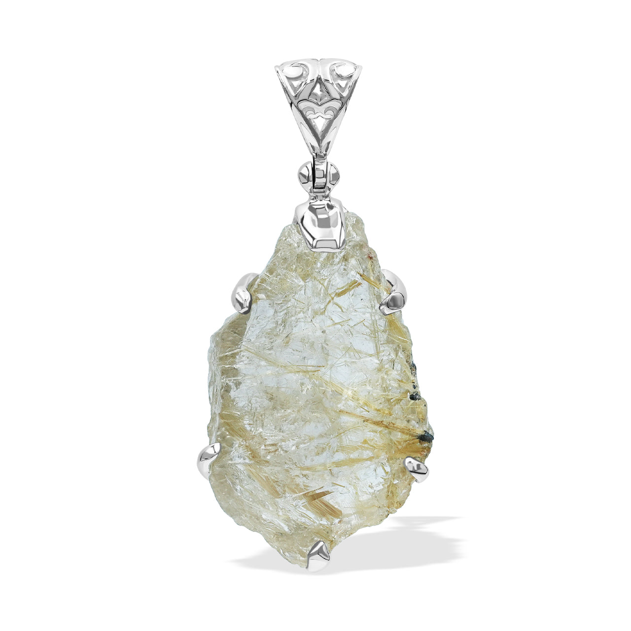 Charming Rutilated Quartz Prong Set Pendant