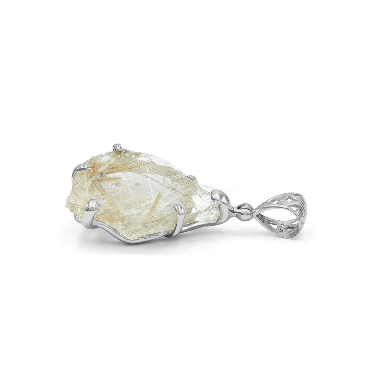 Charming Rutilated Quartz Prong Set Pendant