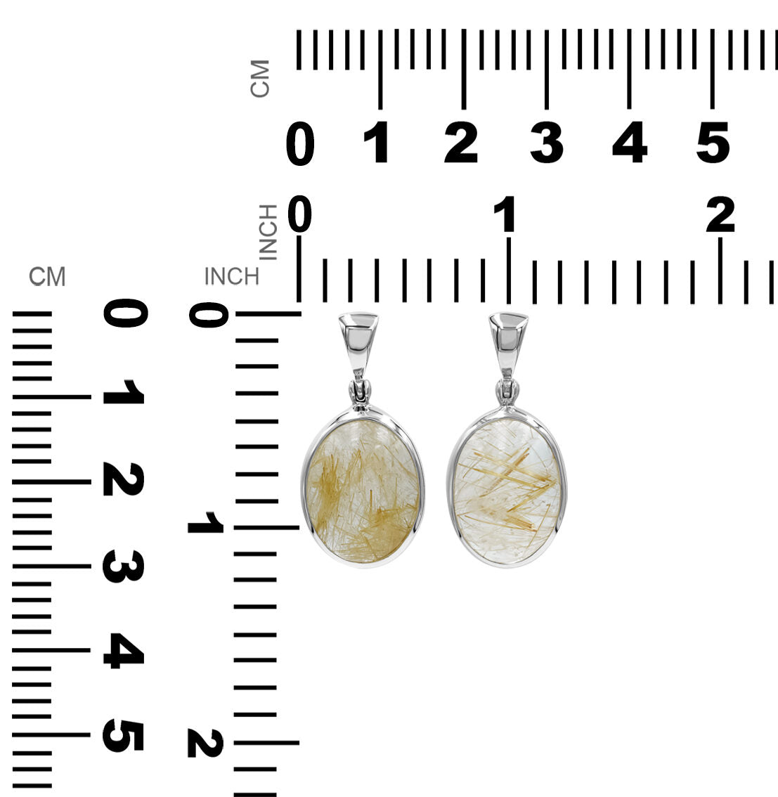 Rutilated Quartz Oval Pendant in Sterling Silver