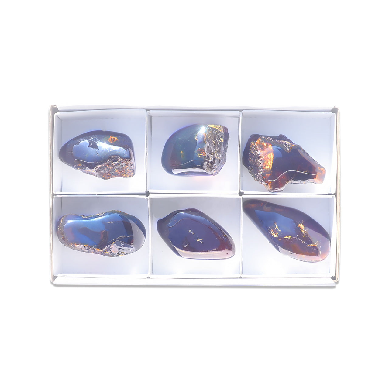 Small Box Sumatra Blue Amber, 6 pcs